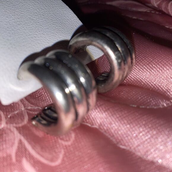 NWT Free People Mazza Hoops Huggie Modern Chunky Silver Tone Tube Triple - Picture 7 of 9